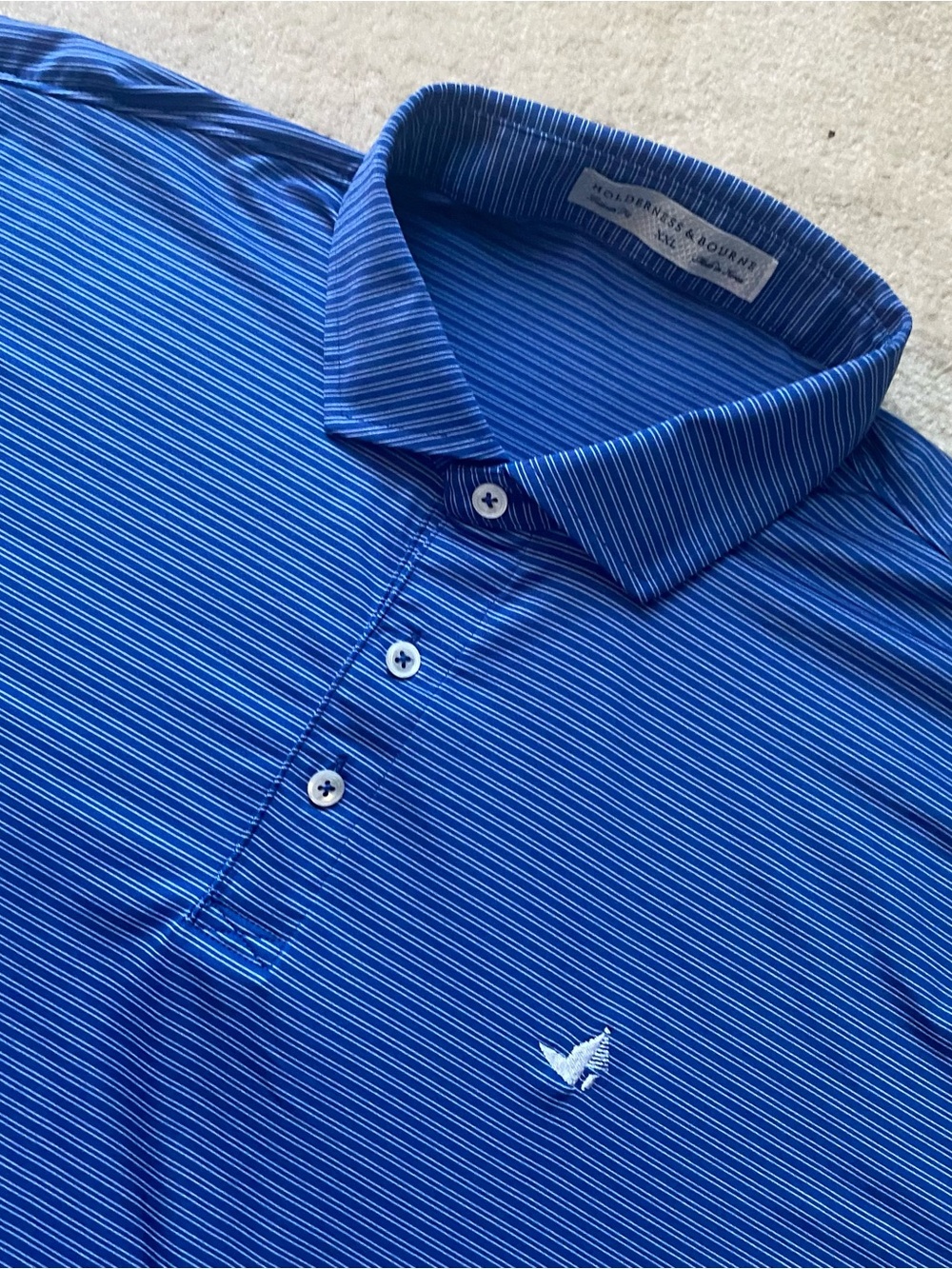 Holderness & Bourne Seminole Golf Club Polo Men's XXL Blue Striped Tailored Fit